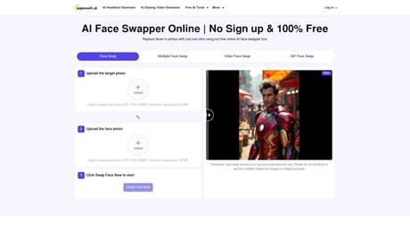 AI Face Swapper Online-Supawork AI | Free & no sign-up screenshot